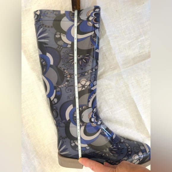 Emilio Pucci Designer Rain Boots Rubber Brand Signature ornament print sz 35 6” - Picture 5 of 12